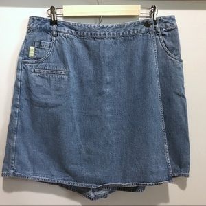 J. Jill Denim Skort Button Flap Panel Zip Closure